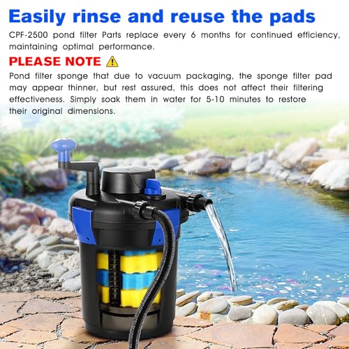Pond Filter Replacement Sponge Filter Media Pads for VIVOHOME 1580 (4 Count)