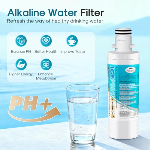 Alkaline LT1000PC Refrigerator Water Filter Replacement for LG LT1000P (2 Count)