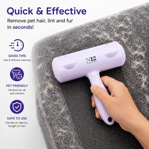 N12 Pet Hair Remover & Grooming Brush Combo for Dogs & Cats Self Cleaning