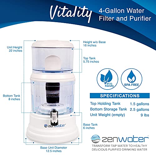 4 Gallon Countertop Gravity Water Filter System