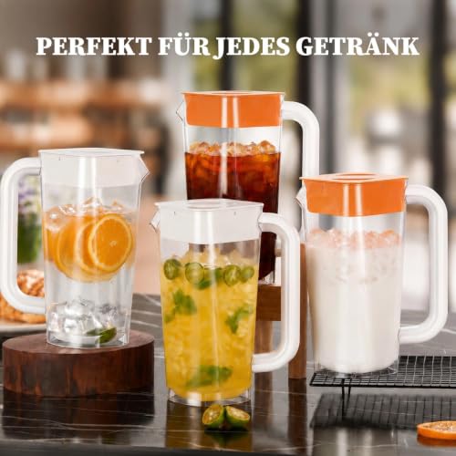 4 Pack 2L 68 oz Plastic Pitcher with Lid & Handle