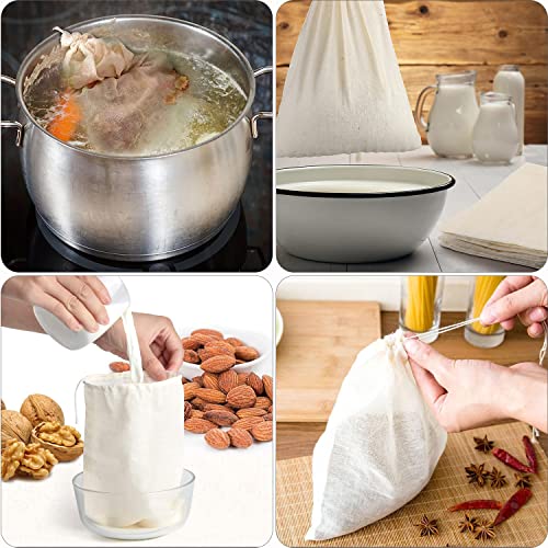 Soup Bag Cotton Mesh Bag for Large Size 10" x 12" (4 Count)