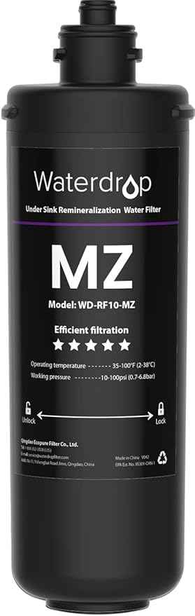 Waterdrop RF10-MZ Replacement Filter Cartridge For 10UB-MZ/10UA/10UB Under Sink Water Filter, 8K Gallons High Capacity