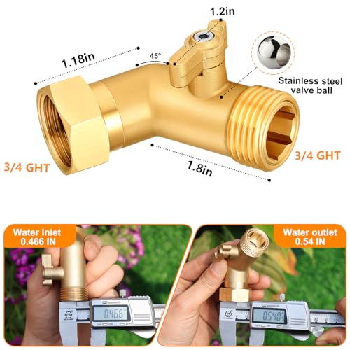 Garden Hose Angle Valve 45 Degree Brass Extender Solid 3 (4 Count)