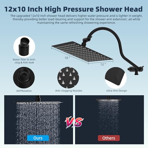 All Metal 12'' Dual Filtered Rainfall Shower Head Combo