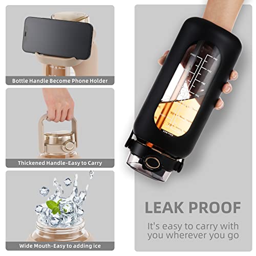 64 oz Glass Water Bottle with 2