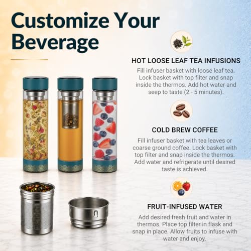Tea Infuser for Loose Leaf Tea Smart Water Bottle with Temperature Display