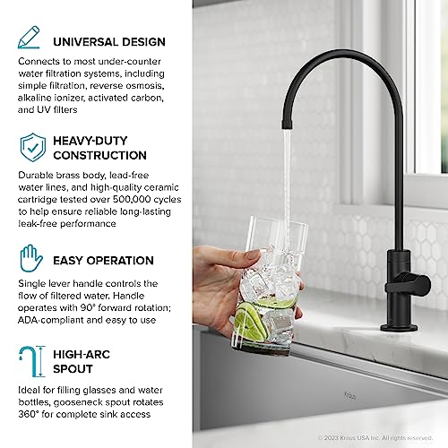 Oletto Single Handle Drinking Water Filter Faucet for Reverse Osmosis or Water Filtration System in Matte Black