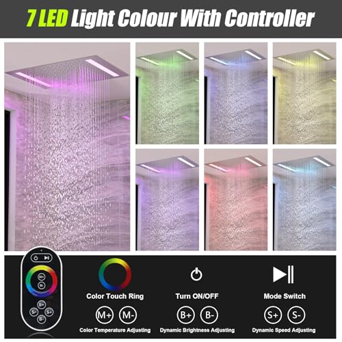 14x20 Inch LED Rainfall Shower Head