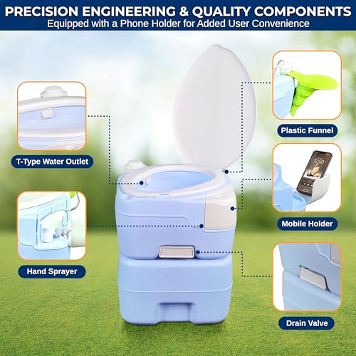 5.3 Gal Portable Toilet with Extra Large Seat