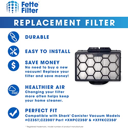 XHPCZ350 Hepa Vacuum Filter Compatible with Shark Canister Vacuum Models CZ351