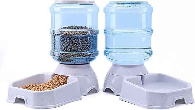 TENINYU Premium Quality Self-Dispensing Gravity 1 Gallon Large Capacity Pet Feeder and Water Dispenser for Cat