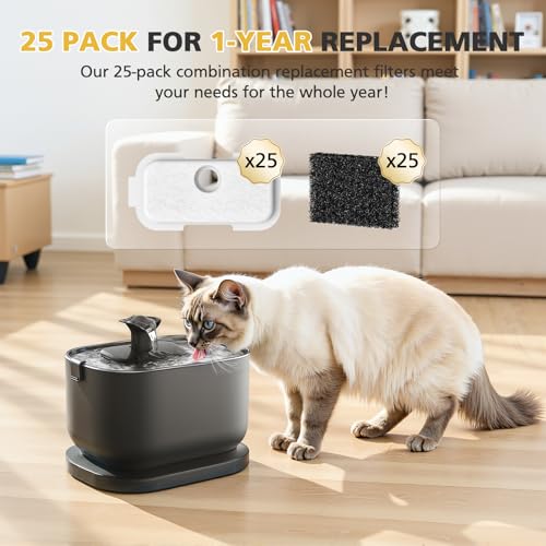 25+25 Pack Replacement Filters for PETLIBRO Dockstream Cat Water Fountain (50 Count)