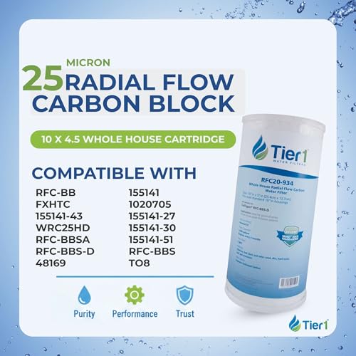 25 Micron 4.5" × 10" Radial Flow Carbon Water Filter (3 Count)