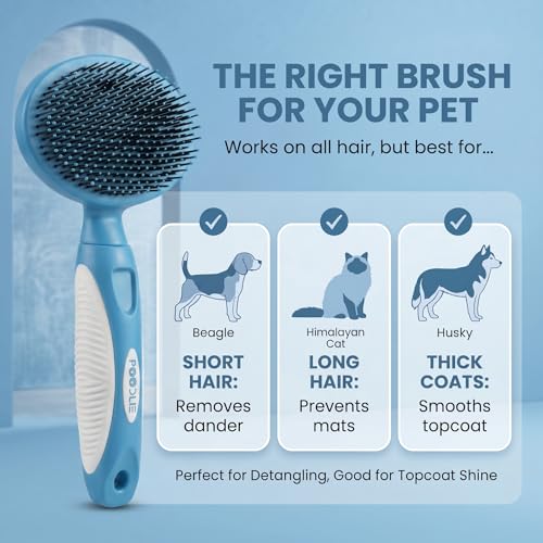 Round Bristle Pet Brush for Dogs and Cats