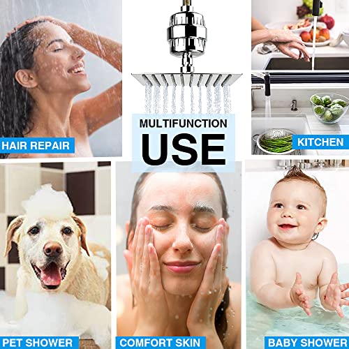 Chrome 15 Stage Shower Head Filter for Hard Water