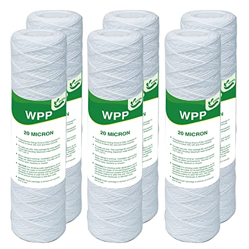 20 Micron String Wound Whole House Water Filter 10" x 2.5" (6 Count)