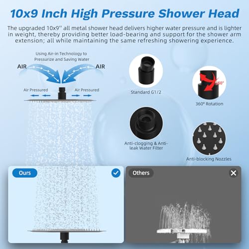 10" Dual Filtered 10" Rainfall Shower Head with Handheld 10