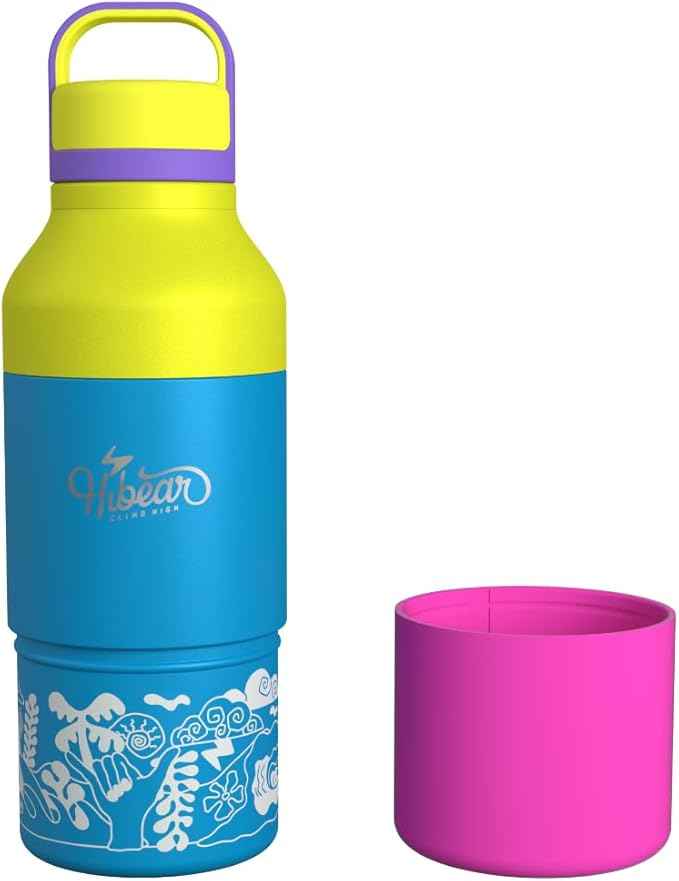 HIBEAR - 32oz All-Day Adventure Flask: The Insulated Multi-Tool of Beverage Bottles - Craft Pourover, Cold Brew, Tea, Water Infusion, Wine Decanting, Hydration. (Tropic Thunder)
