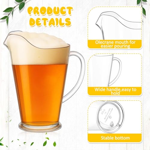 Tessco 3 Pcs Plastic Pitchers 60 Oz Clear Water Beer Jug Large (3 Count)