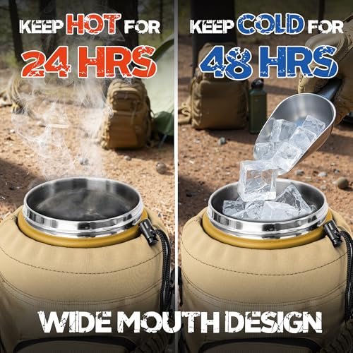 128oz 1 Gallon Tactical Water Bottle with MOLLE Bottle Pouch