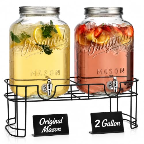 2 GALLON 2 PACK Glass Drink Dispensers for Parties