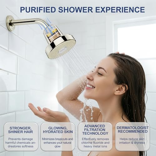 Filtered Shower Head with Filter for Hard Water Softening