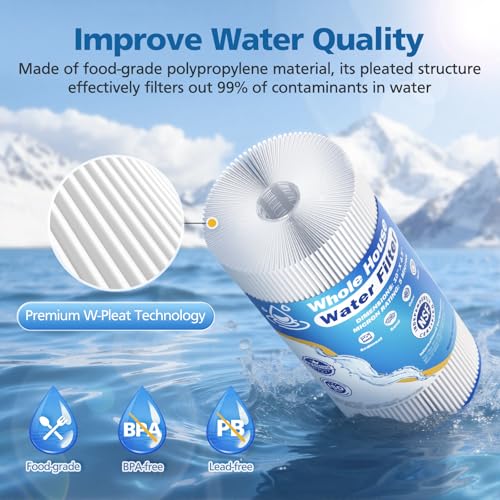 5 Micron 10" x 4.5" Whole House Water Filter Compatible with GE FXHSC (4 Count)