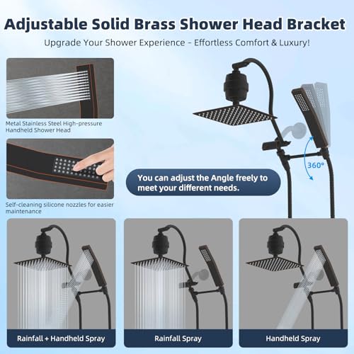 Metal 10'' Filtered Rainfall Shower Head Combo