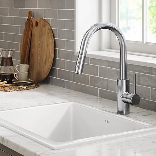 Chrome 15 in Single Handle Pull Down Kitchen Faucet KPF