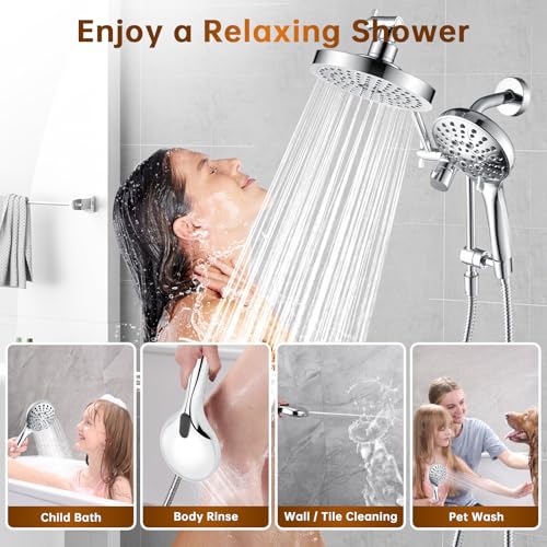 Rain Shower Head with Handheld Spray Built