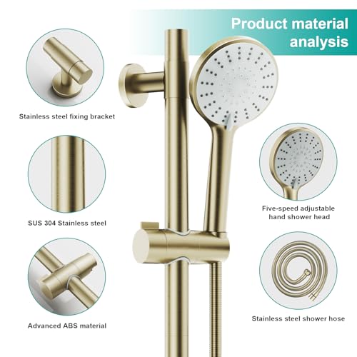 Shower Slide Bar Handheld Shower Head with Hose