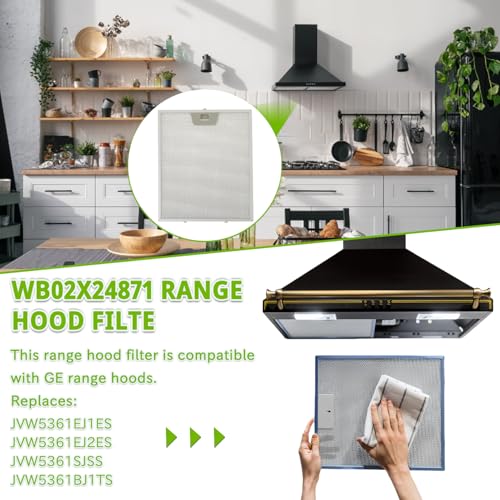 WB02X24871 Range Hood Grease Filter Replacement 5 Layer Aluminum Mesh Hood Grease Filter Fit for GE JVW5361SJSS JVW5361EJ1ES JVW5361EJES