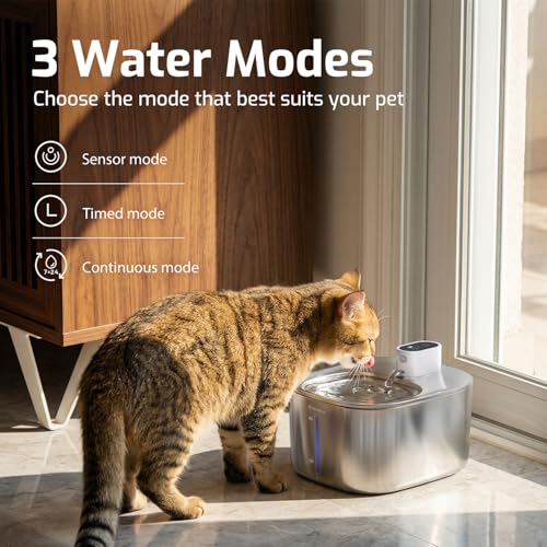 Wireless Cat Water Fountain Stainless Steel