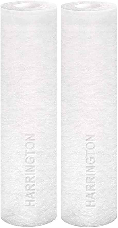 Harrington HVV1-10N 1 Micron 10" x 2.5" Premium Sediment Water Filter Replacement Cartridge - Made in USA - for Any Standard RO Unit | Whole House Sediment Filtration (Pack of 2)