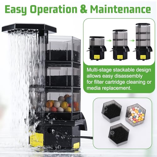 Turtle Tank Filter with Adjustable Flow for Reptiles Frogs