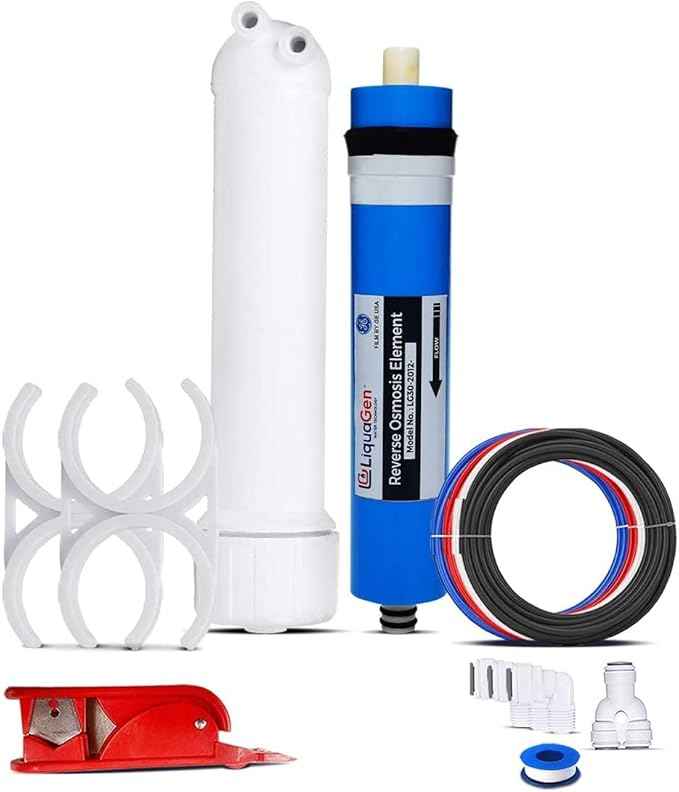 LiquaGen - 200 GPD Water Saver Upgrade Kit - Aquarium Reef/Reverse Osmosis Membrane + Full Membrane Housing Kit | RO Water Purification Replacement Filter Kit for Under Sink or Countertop Use