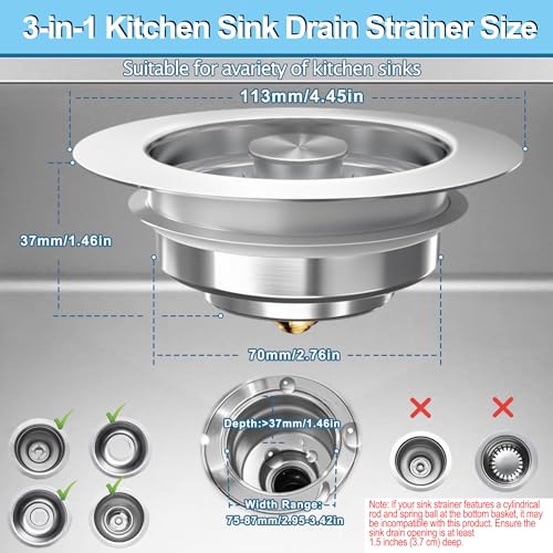 Sink Drain Strainer 3 in 1