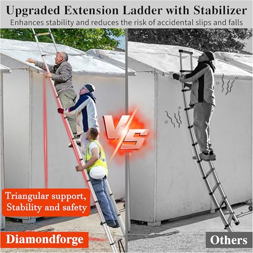 A Frame Telescoping Ladder 16.5Ft Aluminum with Stabilizer Bar