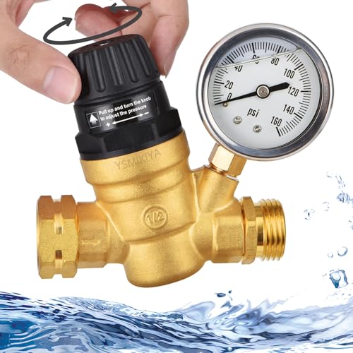 RV Water Pressure Regulator Valve with Handle Adjustable
