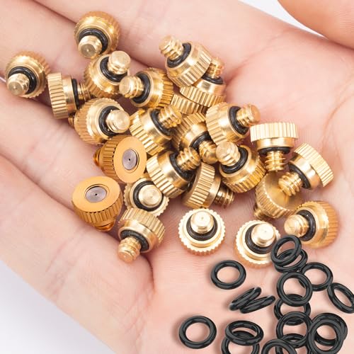 50 Pack Brass Misting Nozzles with 50Pc Misting Nozzles O Ring (100 Count)
