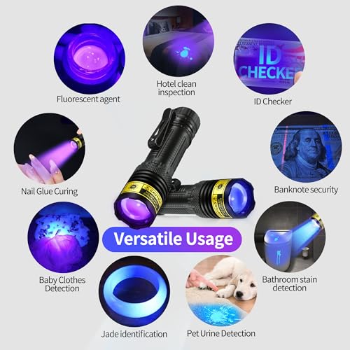 UV Flashlight 365 & 395nm Black Light (2 Count)
