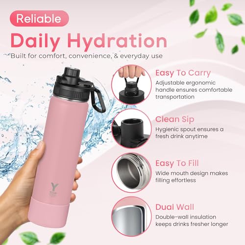 Y TOP 18 oz Insulated Water Bottle Leak Proof Spout Lid Fits in Car Cup Holder