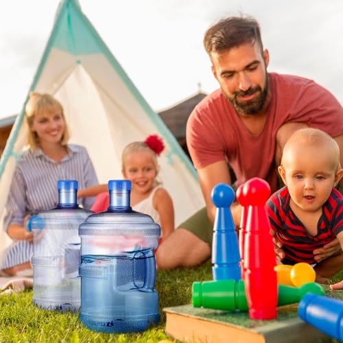 2 Pieces Water Jugs Round Plastic Water Bottle With Handle Screw Cap Reusable Large Capacity Bottle For Camping Outdoor Travel Gym Use (2 Count)