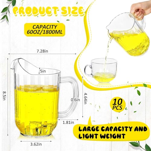 Tessco 10 Pcs Plastic Pitchers 60 Oz Clear Water Beer Jug Large (10 Count)