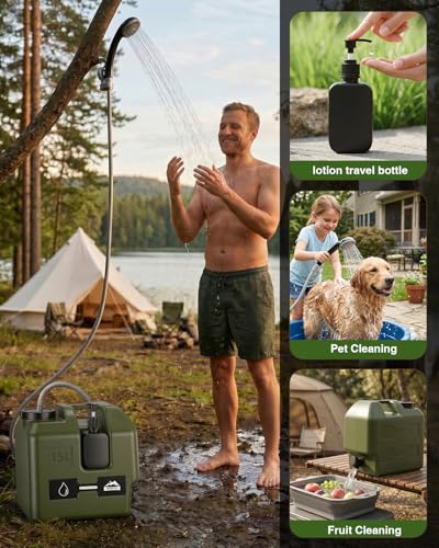 Portable Camping Shower with Water Jug 4Gal Powerful Spray