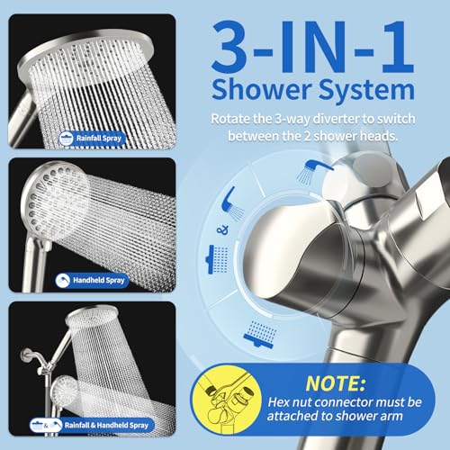 Dual Filtered Shower Heads with Handheld Spray Brushed Nickel