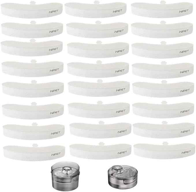 NPET 24 Pack Dog Fountain Replacement Filters with Pump Sponge, DF10/DF30 Pet Water Fountain
