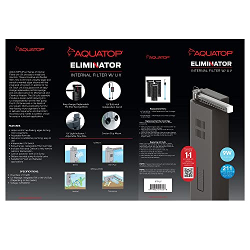 211 GPH Slim Internal Filter with 9W Light (2 Pound)