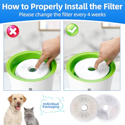6+2 Pack Cat Water Fountain Replacement Filters for Catit 3L Flower Fountain (6 Count)